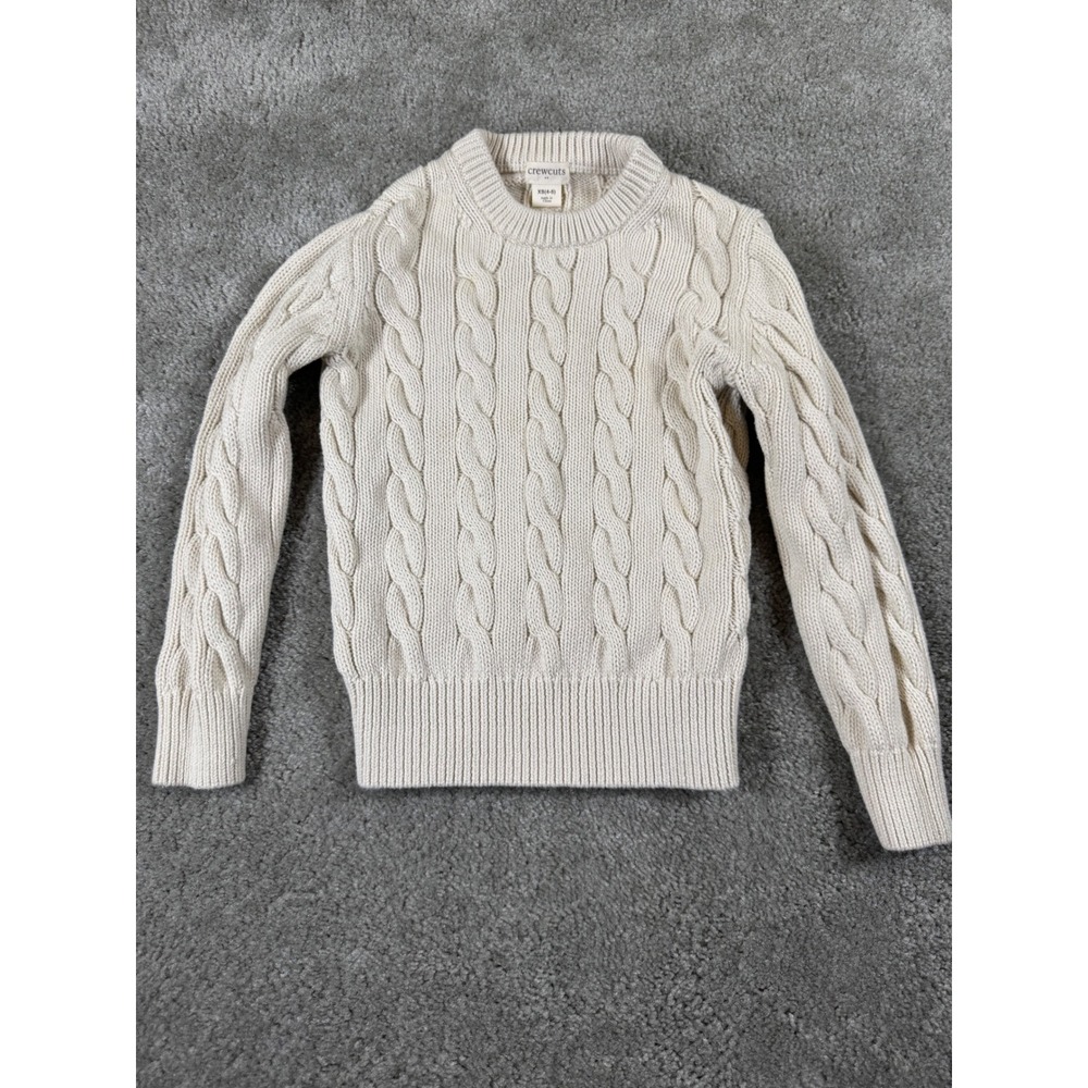 Crewcuts J.Crew Kids Cream Cable Knit Cotton Sweater XS 4-5 Re-Imagined Pullover